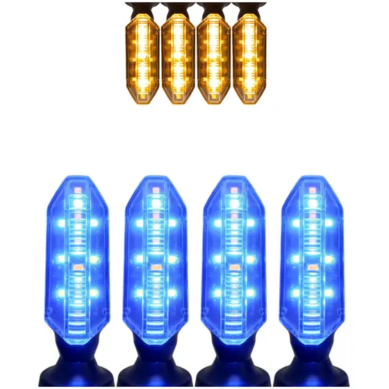Kit 2 PARES DE PISCA  DE EMBUTIR SETA COXIM SEQUENCIAL Twister Com Led DRL Azul HONDA/YAMAHA TODAS