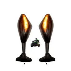 Retrovisor Com Pisca Seta Led Rebatível Universal Para Motos Carenadas PRETO