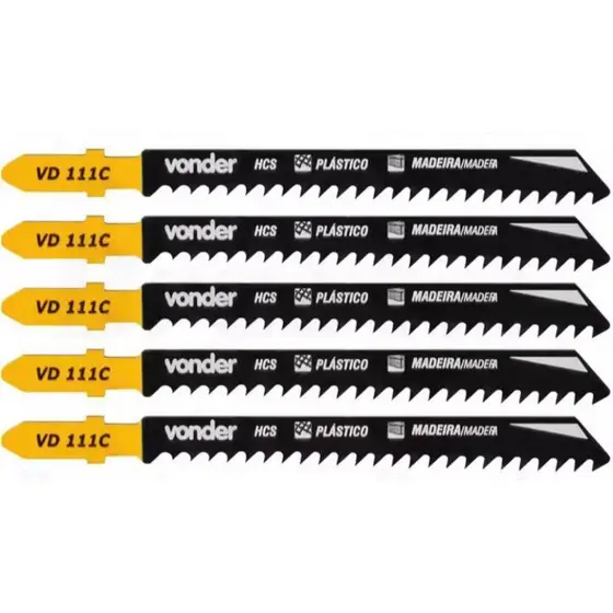 Lâminas para Serra Tico-Tico Madeira e Plastico VD111C - Vonder - kit c/ 5 unidades