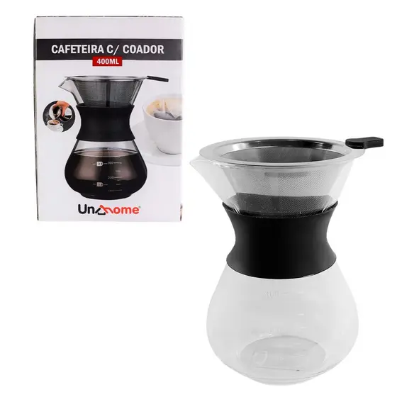 Cafeteira de Vidro 400ml com Coador Inox – Café Artesanal com Estilo e Praticidade ☕☕