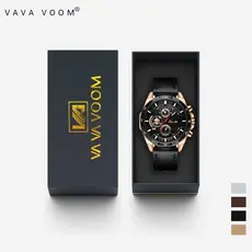 Relógio masculino de quartzo de couro de aço inoxidável à prova de água original genuíno VAVA VOOM 216
