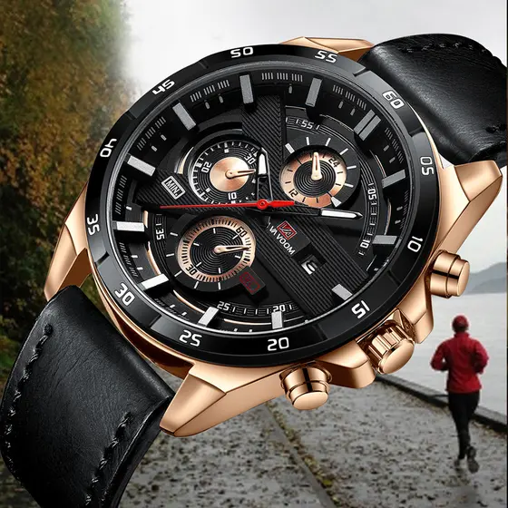 VAVAVOOM Relógio Masculino Relogio A Prova D'água Luxo Orient Leather Calendário Formal Moda Simples e Moderna 216