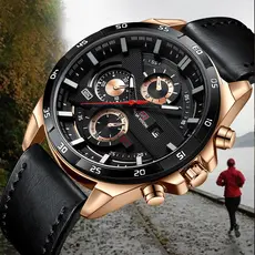 VAVAVOOM Relógio Masculino Relogio A Prova D'água Luxo Orient Leather Calendário Formal Moda Simples e Moderna 216