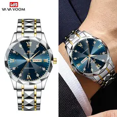VAVA VOOM relógio masculino moda à prova d'água multifunções Pulseira de relógio de aço inoxidável