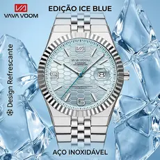 Relógio Masculino VAVA VOOM 2981 Aço Inox Original “Ice Blue” Favo de Mel 3D Luxo