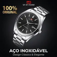 Relógio Masculino VAVA VOOM 2093 Aço Inoxidável Original Luxo Social Calendário Pronta Entrega