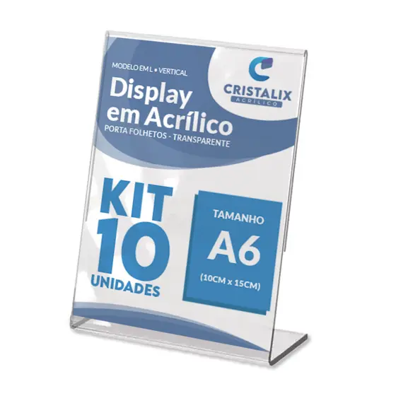 Display Expositor A6 KIT10 10x15 Mesa Balcão QR Code Placa Pix