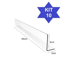 Kit 10 Cantoneiras Aparador de Gondolas e Prateleiras + Fita Dupla Face 40x5x3 40 Metros