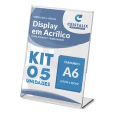 Display de mesa A6 L - KIT 5 Placa Pix QR Code Balcão