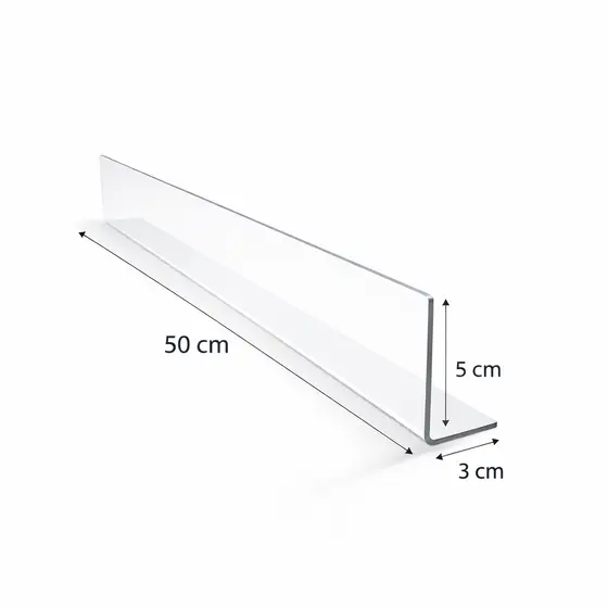 Kit Cantoneiras Aparadoras para Gôndolas 50x5 cm Cristal Transparente