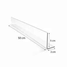 Kit Cantoneiras Aparadoras para Gôndolas 50x5 cm Cristal Transparente