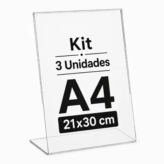 Kit 3 Display Expositor A4 30x21 Mesa Balcão QR Code Placa Pix