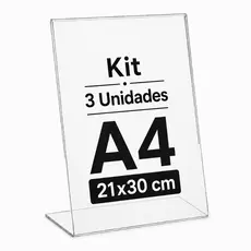 Kit 3 Display Expositor A4 30x21 Mesa Balcão QR Code Placa Pix