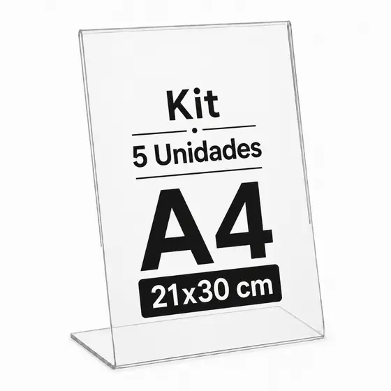 Kit 5 Display Expositor A4 30x21 Mesa Balcão QR Code Placa Pix