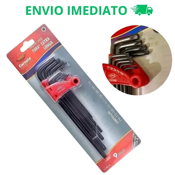 Jogo De Chave Torx Torque Cromo Vanadio Extra Longa 9 Peças
