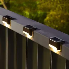 Kit 4-12 Luminária Led Arandela Solar Branco Quente Escada IP65 Preto Balizador Sobrepor Externo-100