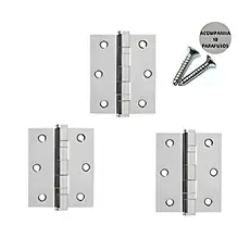 KIT 3-12 Dobradiças De Aço Inoxidável N-304 com Parafusos Reforçadas Porta Madeira 100LIMI