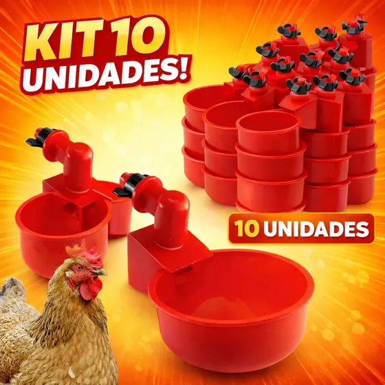 Kit 10 Unidades Bebedouros Automáticos Para Aves Galinhas Codornas