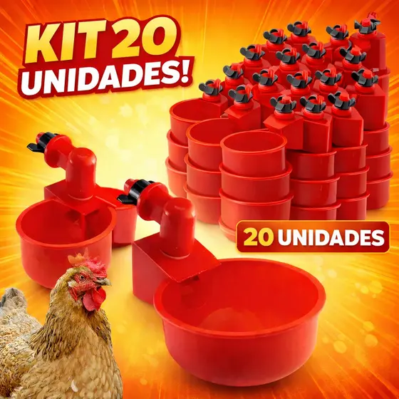 Kit 20 Unidades Bebedouros Automáticos Aves Galinhas Codornas