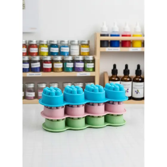 Kit 3 Formas Silicone Sabonete Artesanal Massageador Grande 4 Cavidades