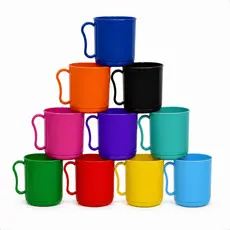 Kit 4 Canecas Plásticas Premium 400ML Escolar Para Merenda Cantina Creche Festas e Eventos
