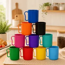 Kit 10 Canecas 400ML Em Plástico Premium Para Escolas Merenda Creche Cantina Café Festas e Eventos