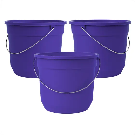 Kit 10 Baldes Plástico 8L Conjunto Resistenten Com Alça Metalica Reforçada Colorido Para Limpeza