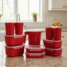 Kit Jogo de Cozinha 11 Peças Potes Copos e Jarra Completo Plástico Empilhável para Alimentos