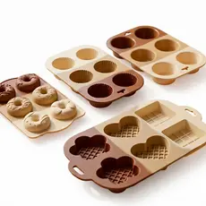 forma de silicone p/ biscoitos, doces, sobremesas, chocolates, cupcakes e rosquinhas, 4 formas