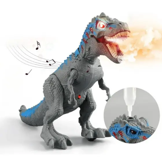Dinossauro Rex Brinquedo Dino Solta Fumaça Anda Som Luz Menino
