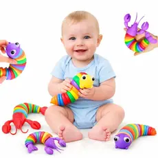 Minhoca Brinquedo Fidget Toy Lagarta Lesma Articulada Colorida