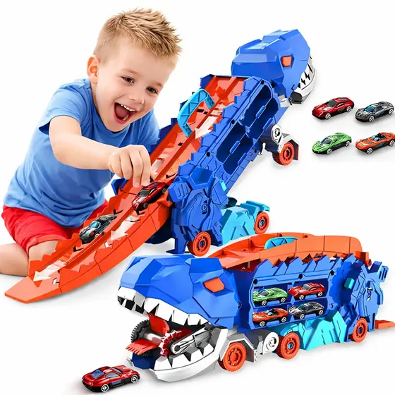 Pista Carrinhos Dinossauro Caminhão Cegonha Brinquedo Menino