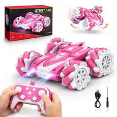 Carrinho Controle Remoto Rosa Brinquedo Menina Recarregável gira 360 Drift