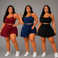 Conjunto plus size short saia e top de alcinha zumba academia treino rodado premium G1 ao G3 ZUMBA