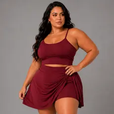 Conjunto short saia e top do slim ao plus size M ao G3 dança academia treino saia com short ZUMBA
