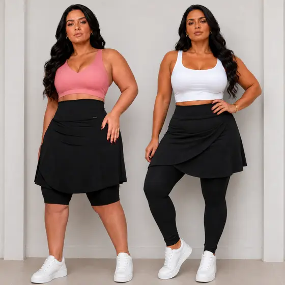 COMBO Bermuda saia traçada plus size e calça saia modesta do G1 ao G3 com elastano