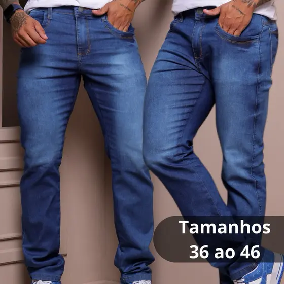 Calça Jeans Masculina Com Lycra Slim - Lavada Premium