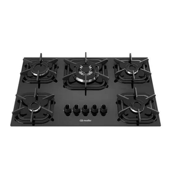 Cooktop Mueller Tripla Chama G5 5 Bocas Preto Bivolt Eficiente e Moderno para Sua Cozinha