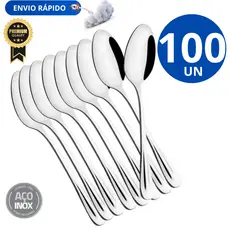 Kit 100 Unidades - Colher de mesa Linha Premium Inox Variáveis Utilidades Multifuncional Casa Cozinha Restaurante