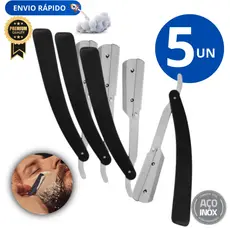 Kit 05 Navalhete Navalha Uso Profissional Para Barbeiros De Aço Inox Para Acabamento Barba