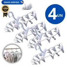 Kit Conjunto 04 Varal Multiuso para roupas íntimas e delicadas com 12 pegadores Linha Premium