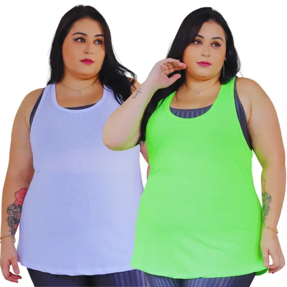 Regata Plus Size Feminina Dry Fit Para Academia Basica Cores do Verão Confortavel