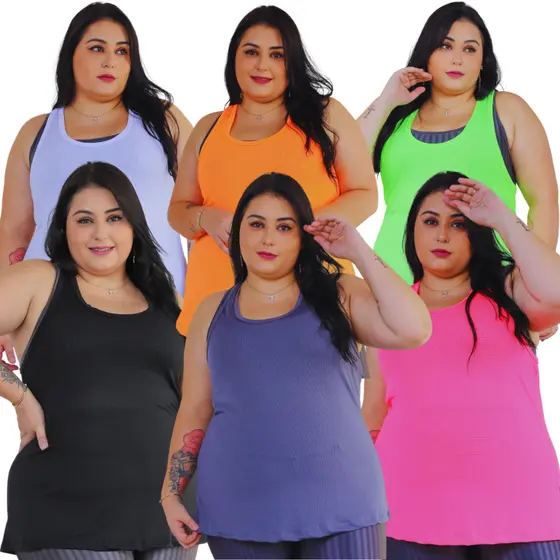 Regata Feminina Plus Size Dry Fit Academia Fitnnes Treino verão