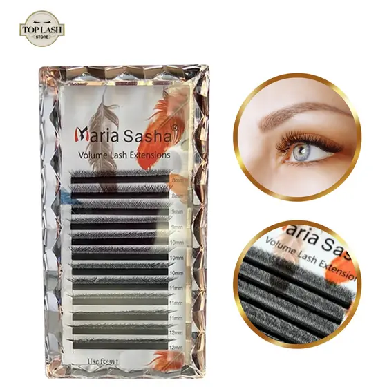 Cílios Maria Sasha 3D 4D 5D 6D 7D Volume 0.07mm | Curvaturas D M | Mix Extensão de cílios