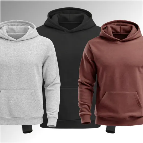Kit 3 Moletom Canguru Liso Sem Estampa Algodão Promoção