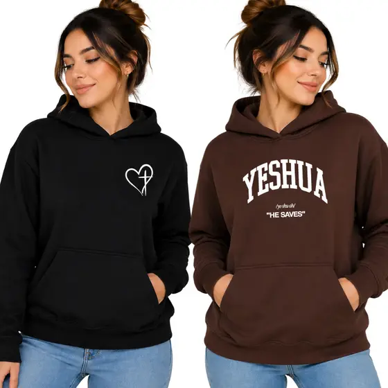 Kit 2 Moletom Canguru Estampado Moda Evangélica Casual 100% Algodão Blusa de Frio Estilosa