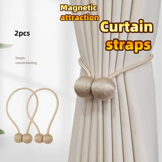 2 Peças Fivela De Cortina Magnética Tieback Esférico Para Tiras De Decoração De Casa Cordas