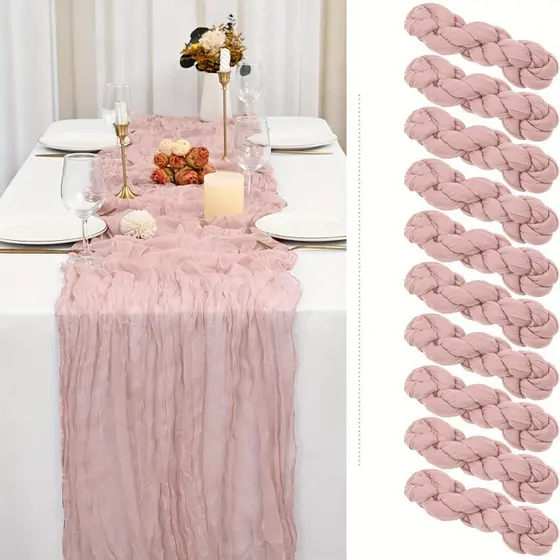 Bandeira De Mesa De 90 * 300cm , Toalha Transparente Estilo Boêmio , Doce De Casamento , Pano Enrugado Para Decoração De