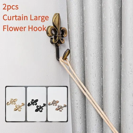 2pcs Grande Gancho De Cortina Flor , Dispositivo De Fixação