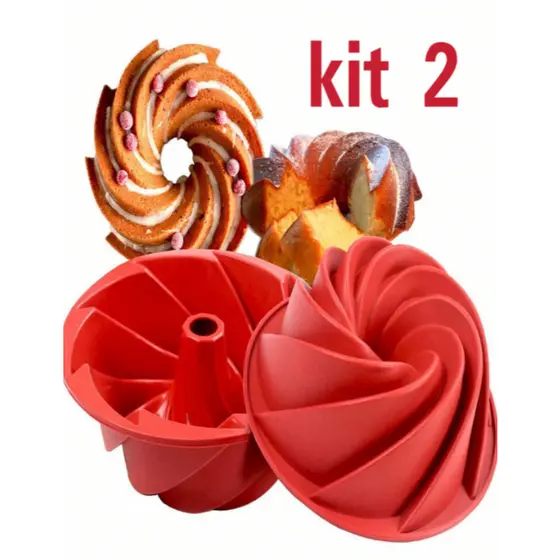 Kit 2 Assadeira Forma De Silicone Para Bolo E Pudim Vazada Redonda Assadeira De Silicone Mousse Torta Forno Geladeira